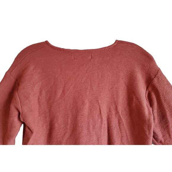 MADEWELL Texture & Thread S Top V-Neck Tie Waist Rust Brown Ribbed Knit Bust 34" - Picture 6 of 7